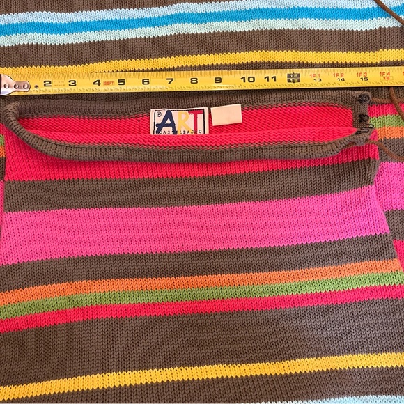 Vintage Castelbajac Paradisiac Skirt Cotton Sweater Knit Stripe Multi Color SM - Picture 4 of 9